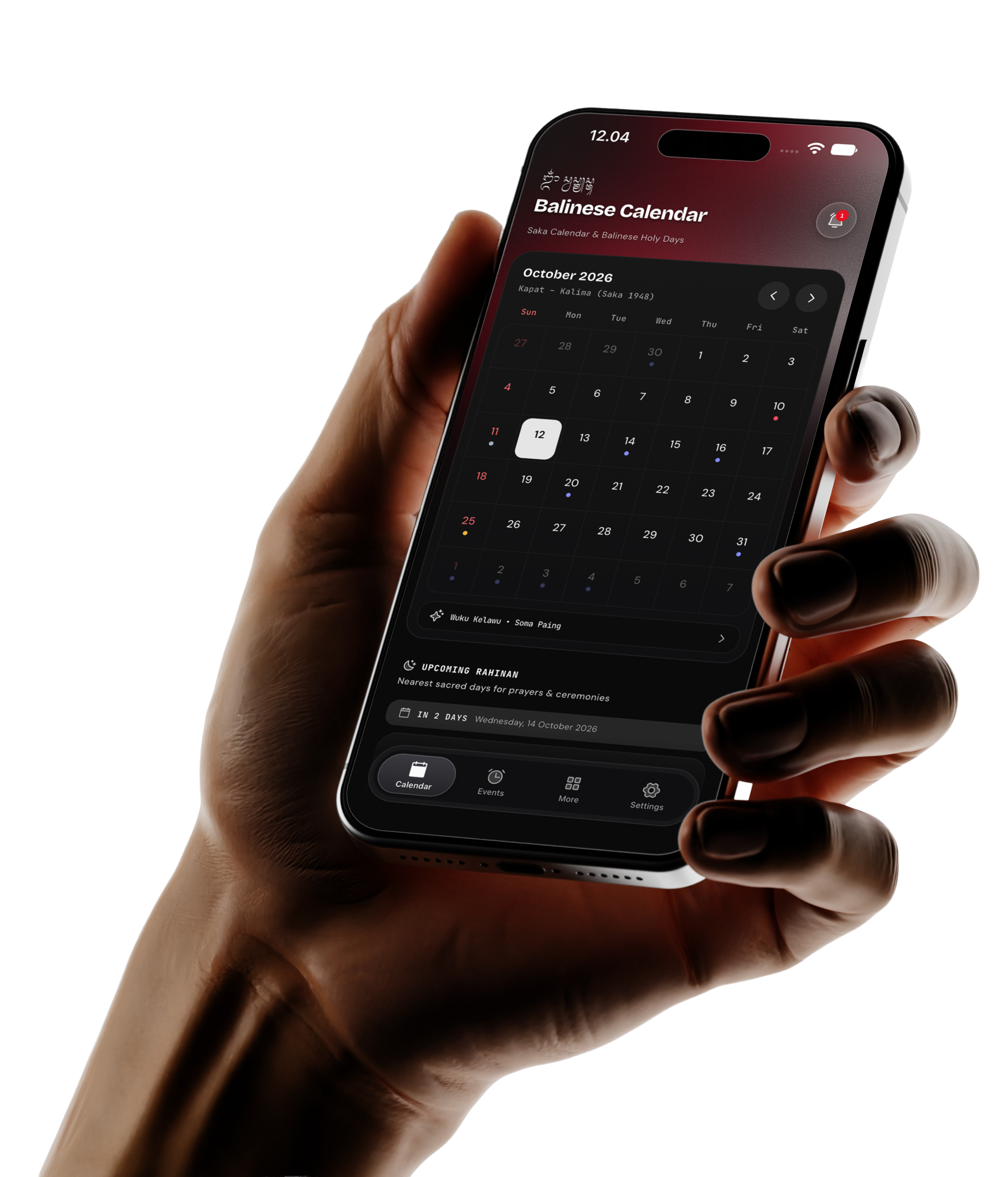 Kalender Bali App Mockup